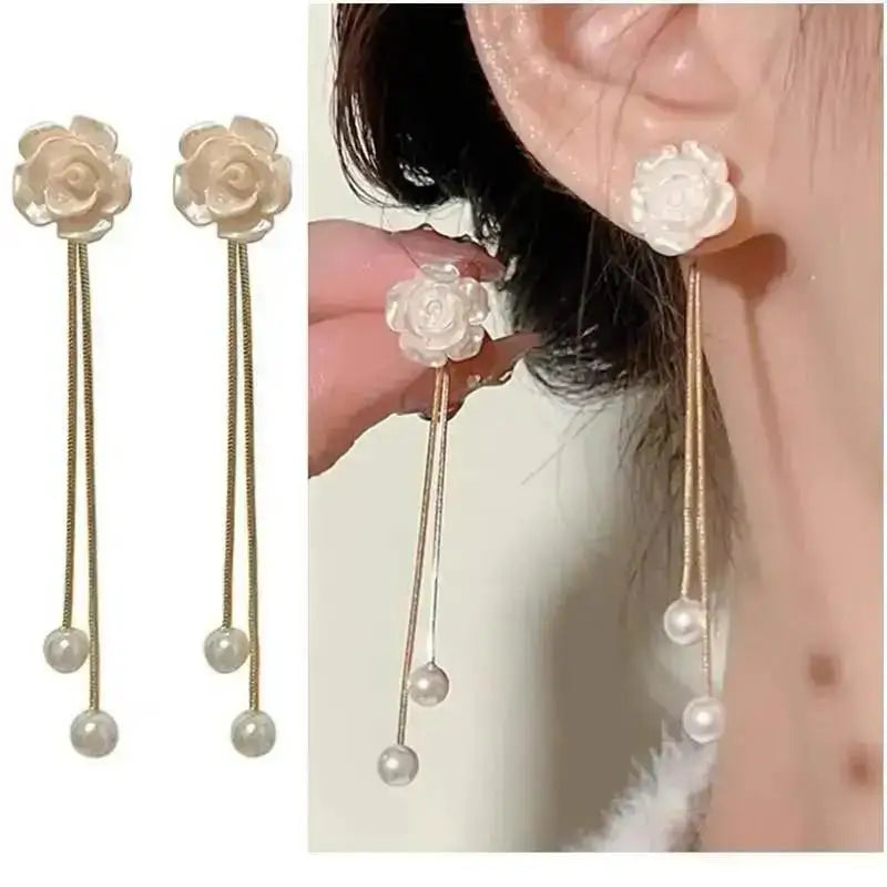 925 Silver Needle Korean Fashion Pearl Tassel Earrings For Women Jewelry 2025 Trending New Luxury Women&