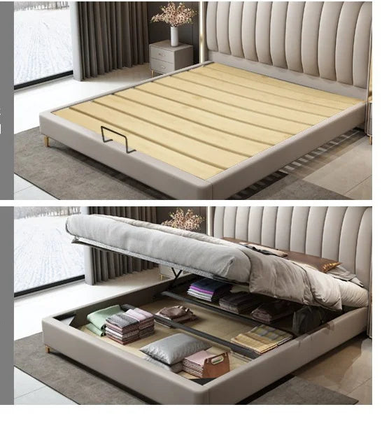king Size Bed Up-holstered Home Queen Cama Matrimonial Modernas Bedroom Furniture Lit Complet Letto Luxury Bed Frame Wooden Bett