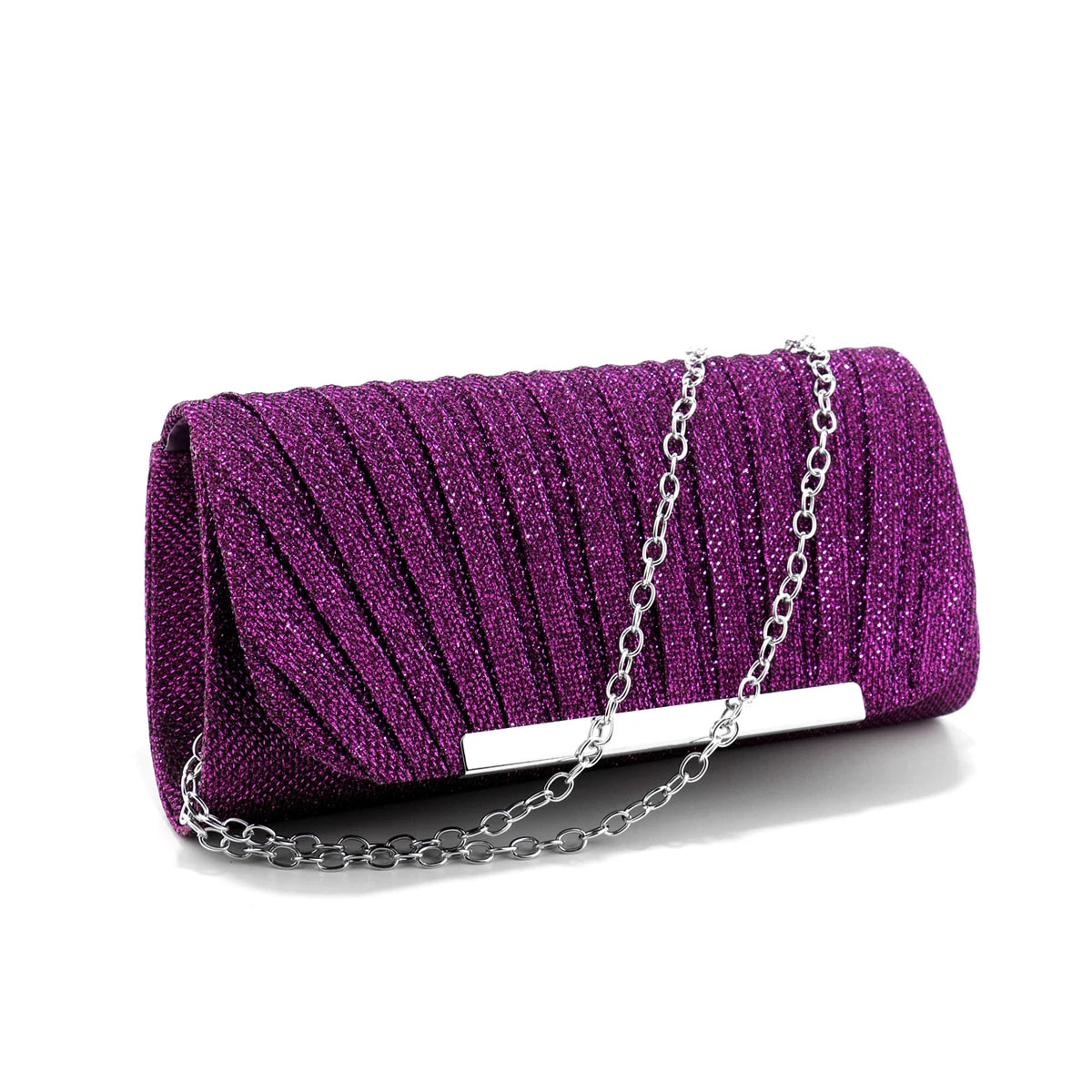 Metal Luxury Women Evening Bags Ruched Design Sequined Small Envelope Shaped Box Party Wedding Event Handbags Purse
