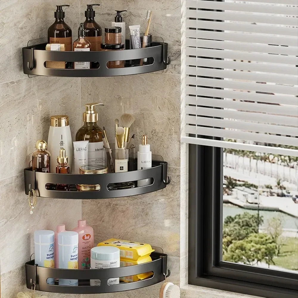1/2/3PCS No Punching Required Bathroom Shampoo Holder Shower Caddy Shelves Household Storage Shelf Towel Holder Shelves