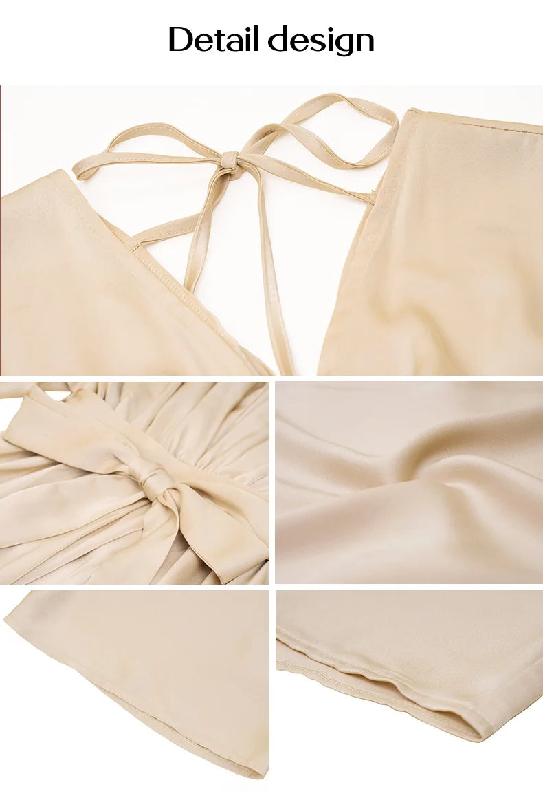 2025 Dress Women Female Clothing Fashion Elegant Evening Party Dresses High Waist V-Neck Loose Dresses