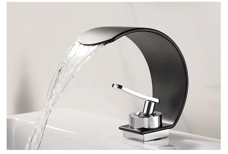 GEGVE Waterfall Washbasin Faucets Mixer Tap Sink Hot&cold Water Hydrant Iron To Sink A Bathtub Bathroom Sink tap tap Black White