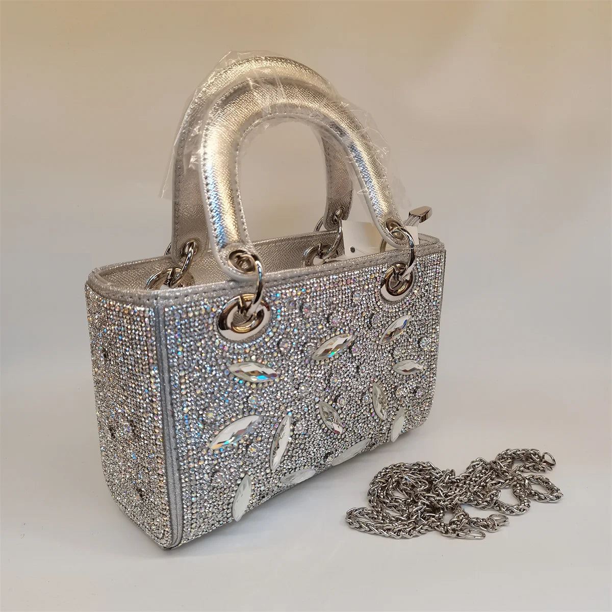 Hot Popular Women Rhinestone Evening Bag New Fashion Handbag Clutch Embellished Long Chain Bag Casual Bag F5-405-1