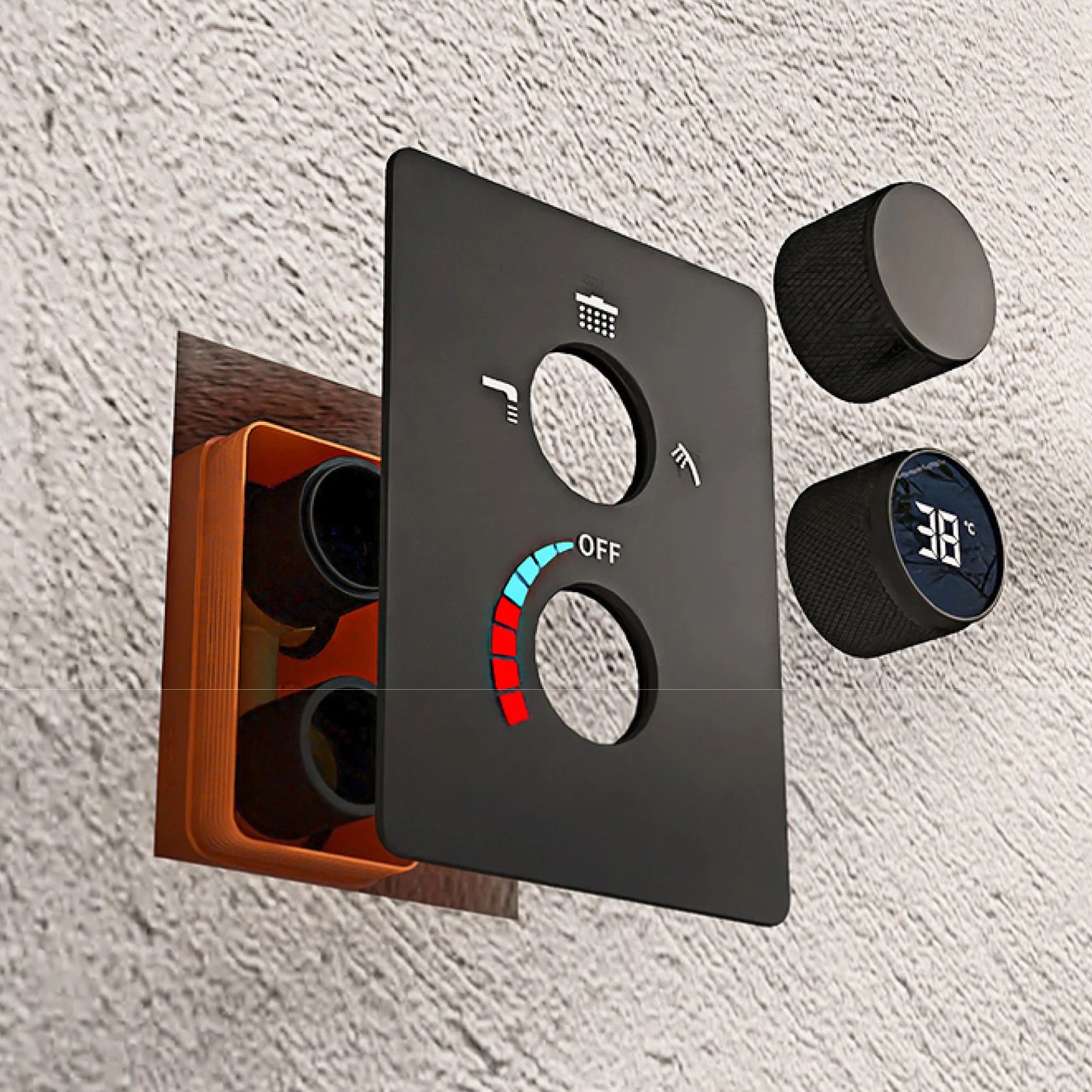 Luxury black shower system with wall mounted design LED digital display for dual control of hot & cold Simple bathroom Tap