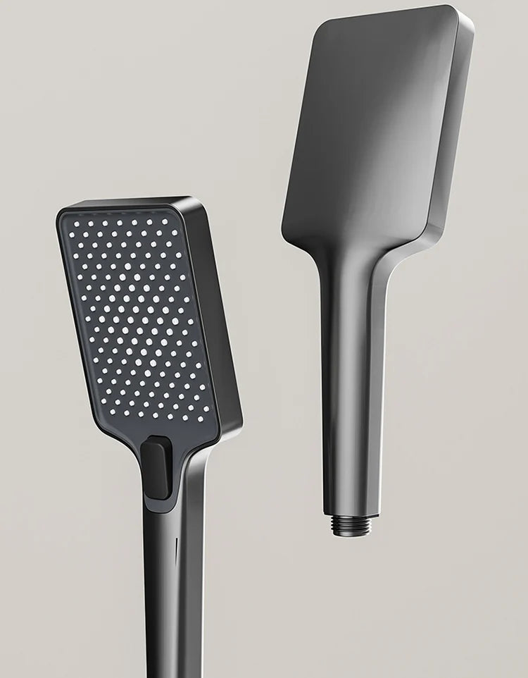 Grey Piano Button Ambient Light Bathroom Shower Full Set Digital Display Shower System Sets Rain Faucets Shower Head