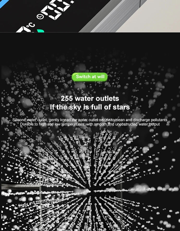 Grey Piano Button Ambient Light Bathroom Shower Full Set Digital Display Shower System Sets Rain Faucets Shower Head