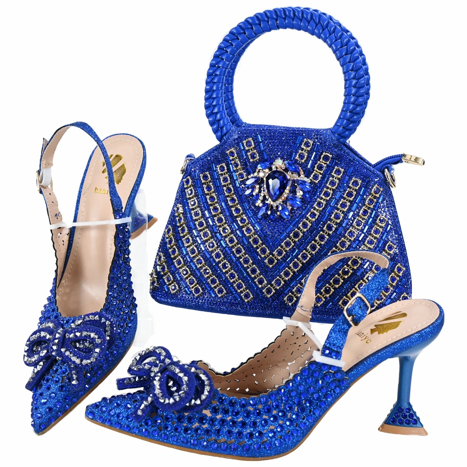 doershow Italian Shoes And Bag Sets For Evening Party With Stones Italian Leather Handbags Match Bags! SDF1-2