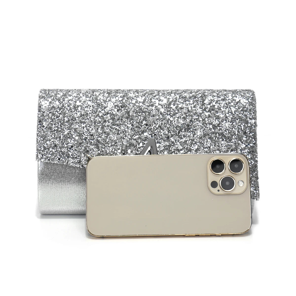 V Design Metal Chain Glamorous Design Evening Bags Envelope Shaped Sequins Handbags For Prom Dinner Wedding Banquet Purse