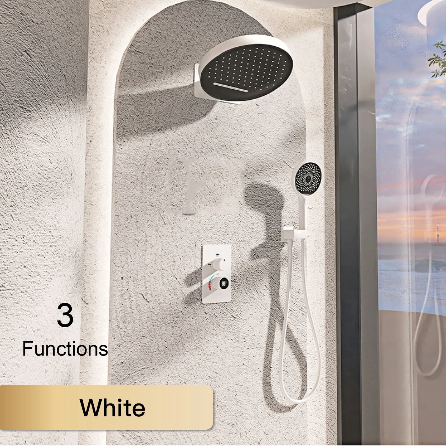 Luxury black shower system with wall mounted design LED digital display for dual control of hot & cold Simple bathroom Tap