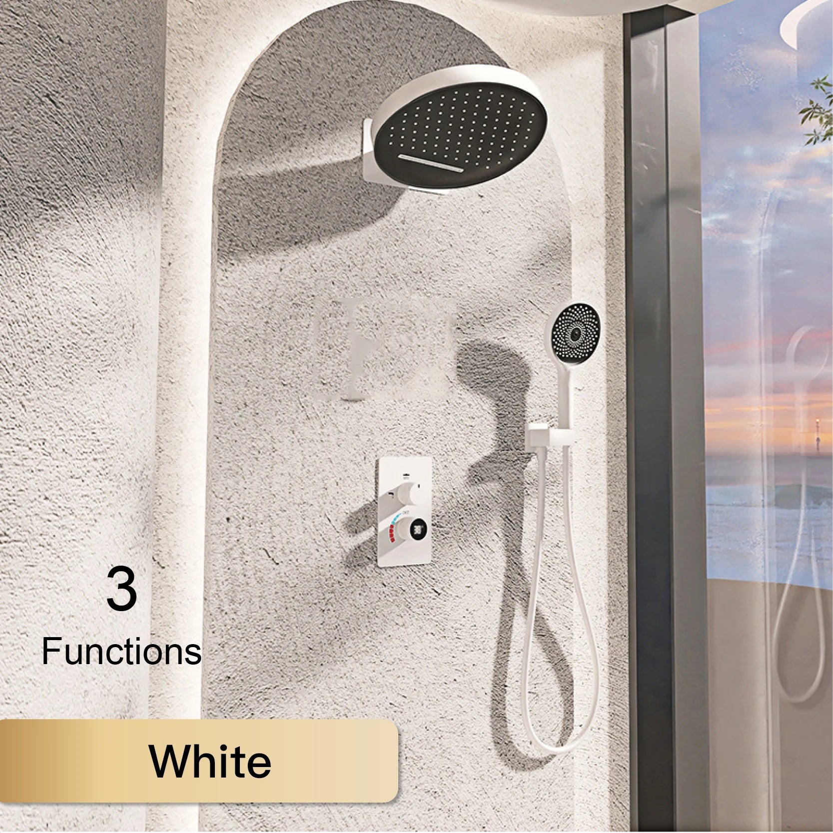 Luxury black shower system with wall mounted design LED digital display for dual control of hot & cold Simple bathroom Tap