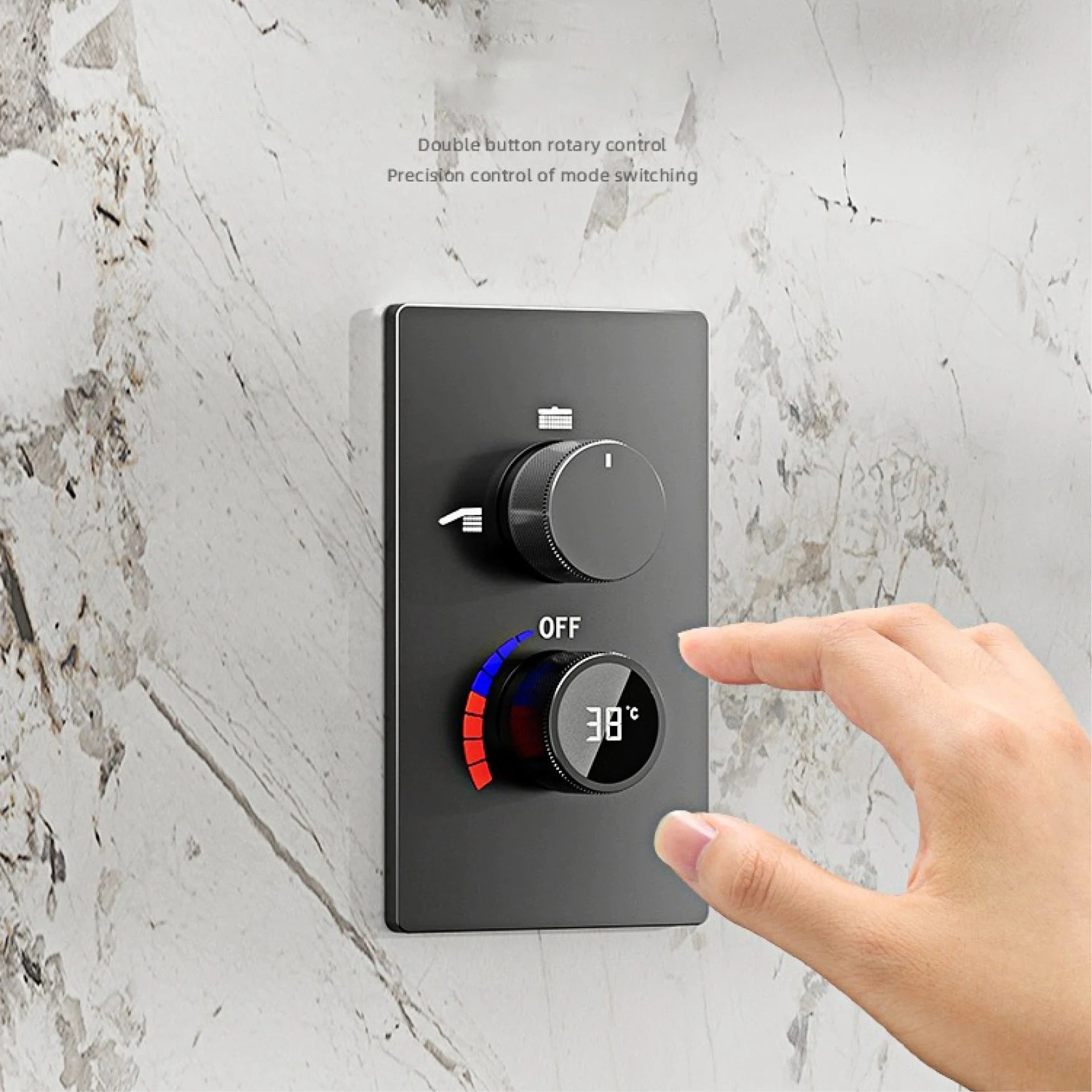 Luxury black shower system with wall mounted design LED digital display for dual control of hot & cold Simple bathroom Tap