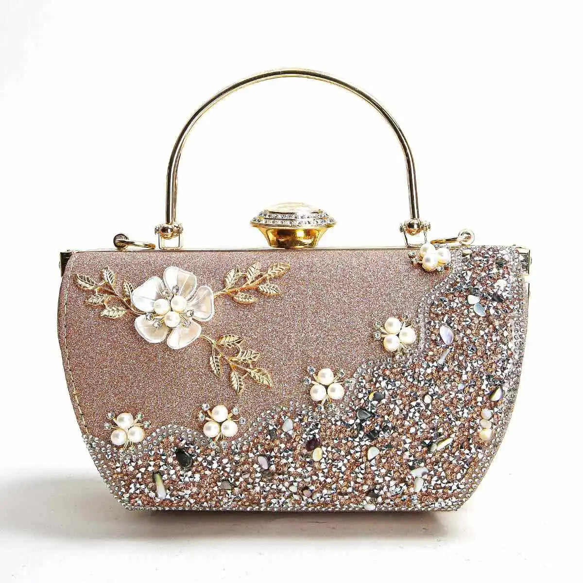 2024 New Arrival Flower Crystal Wedding Bridal Clutch Purse Luxury Designer Women&
