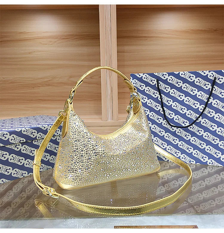 Women Shiny Evening Handbag Female delicate rhinestone shoulder bag dinner fashion luxury large capacity Tote bag gift for girls