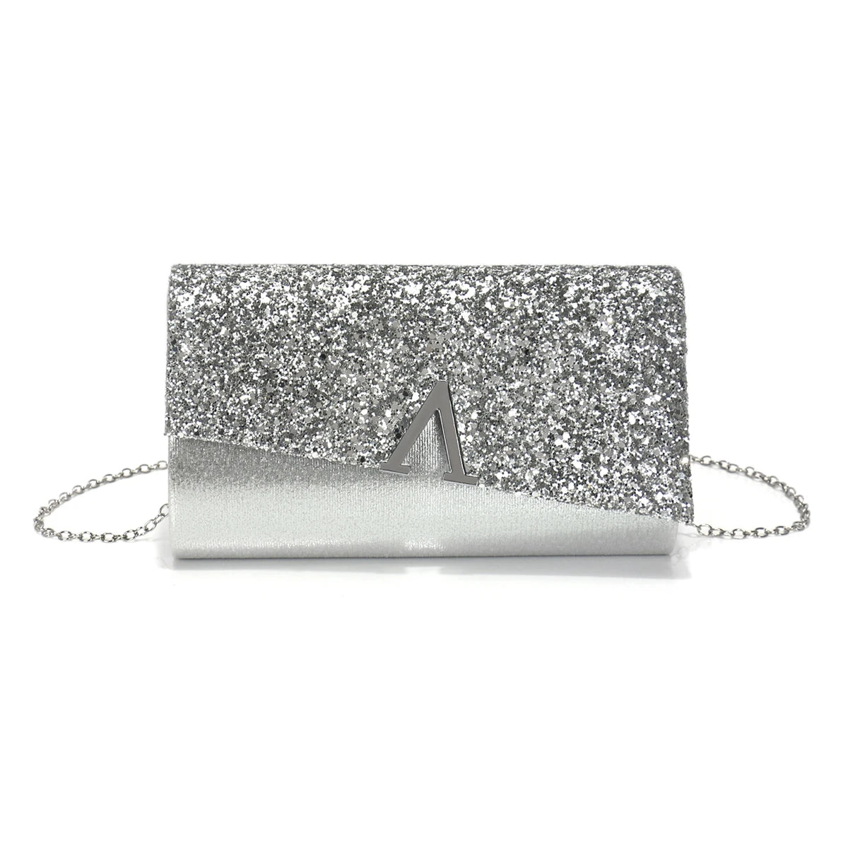 V Design Metal Chain Glamorous Design Evening Bags Envelope Shaped Sequins Handbags For Prom Dinner Wedding Banquet Purse