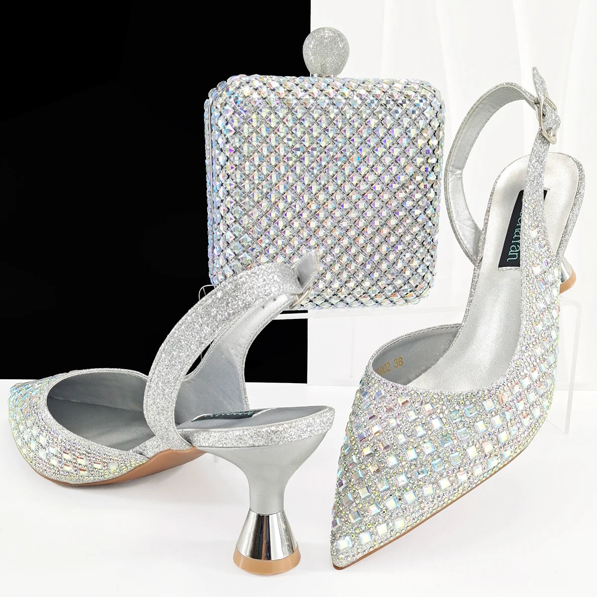 doershow Charming Shoes And Bag Matching Set With silver Hot Selling Women Italian Shoes And Bag Set For Party Wedding! SQ1-1
