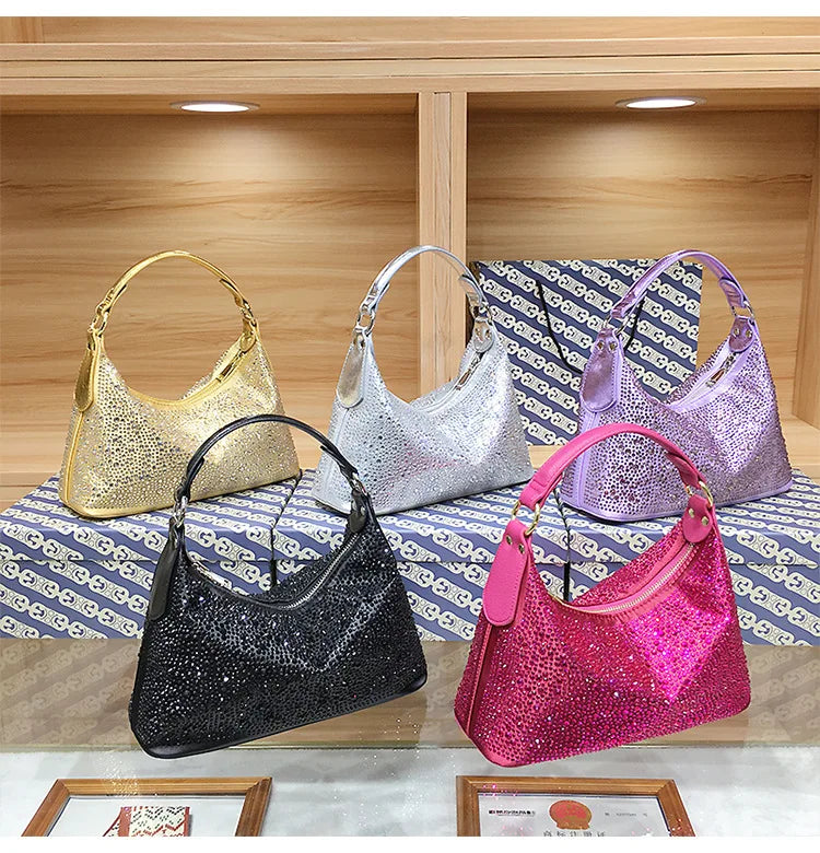 Women Shiny Evening Handbag Female delicate rhinestone shoulder bag dinner fashion luxury large capacity Tote bag gift for girls
