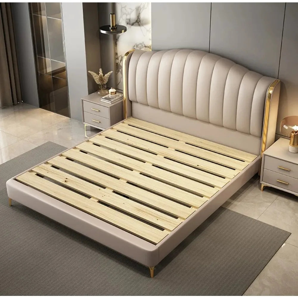king Size Bed Up-holstered Home Queen Cama Matrimonial Modernas Bedroom Furniture Lit Complet Letto Luxury Bed Frame Wooden Bett