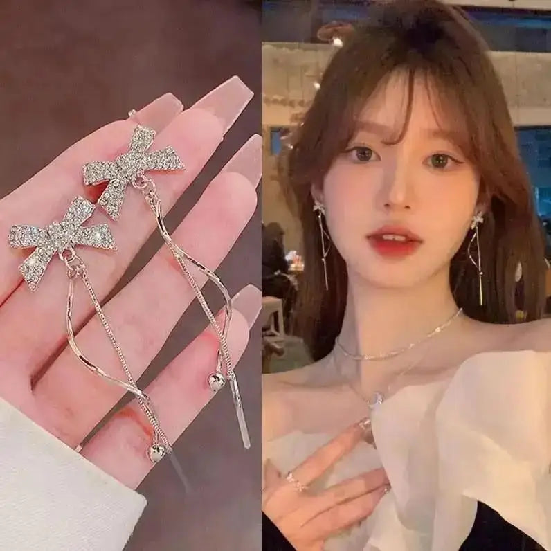 925 Silver Needle Korean Fashion Pearl Tassel Earrings For Women Jewelry 2025 Trending New Luxury Women&