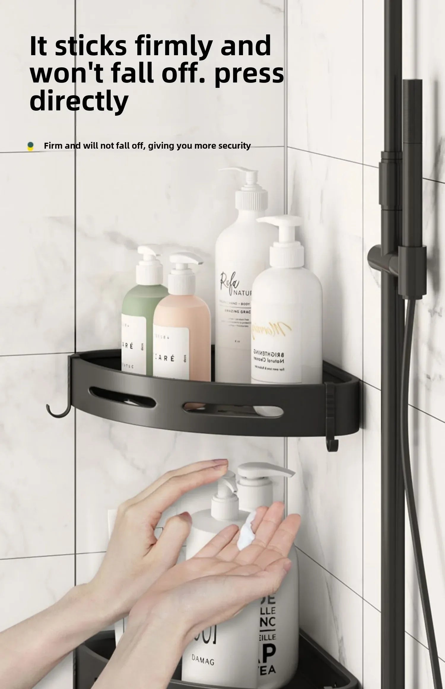 1/2/3PCS No Punching Required Bathroom Shampoo Holder Shower Caddy Shelves Household Storage Shelf Towel Holder Shelves