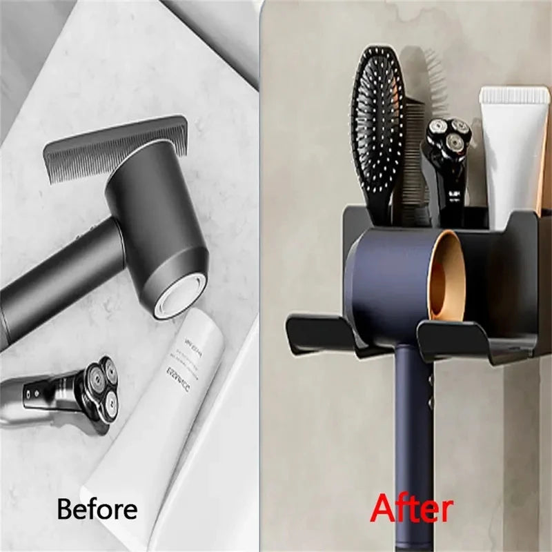 1PC Hair Dryer Holder Wall Mounted Self Adhesive Blow Dryer Holder Rack Dyson Hair Dryer Organizer Storage Bathroom Accessories