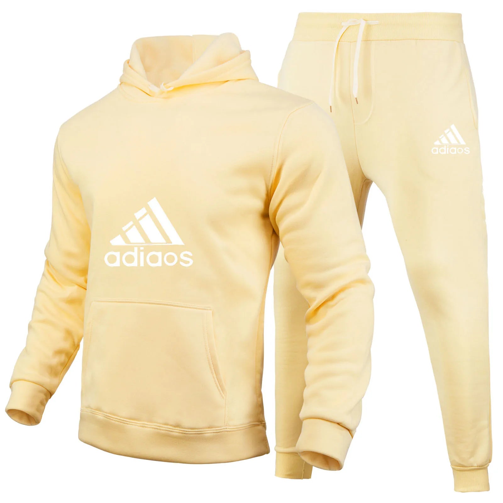 Stylish and trendy fitness jogging loose sportswear set of 2-piece pullover hoodie and long pants for men in autumn and winter