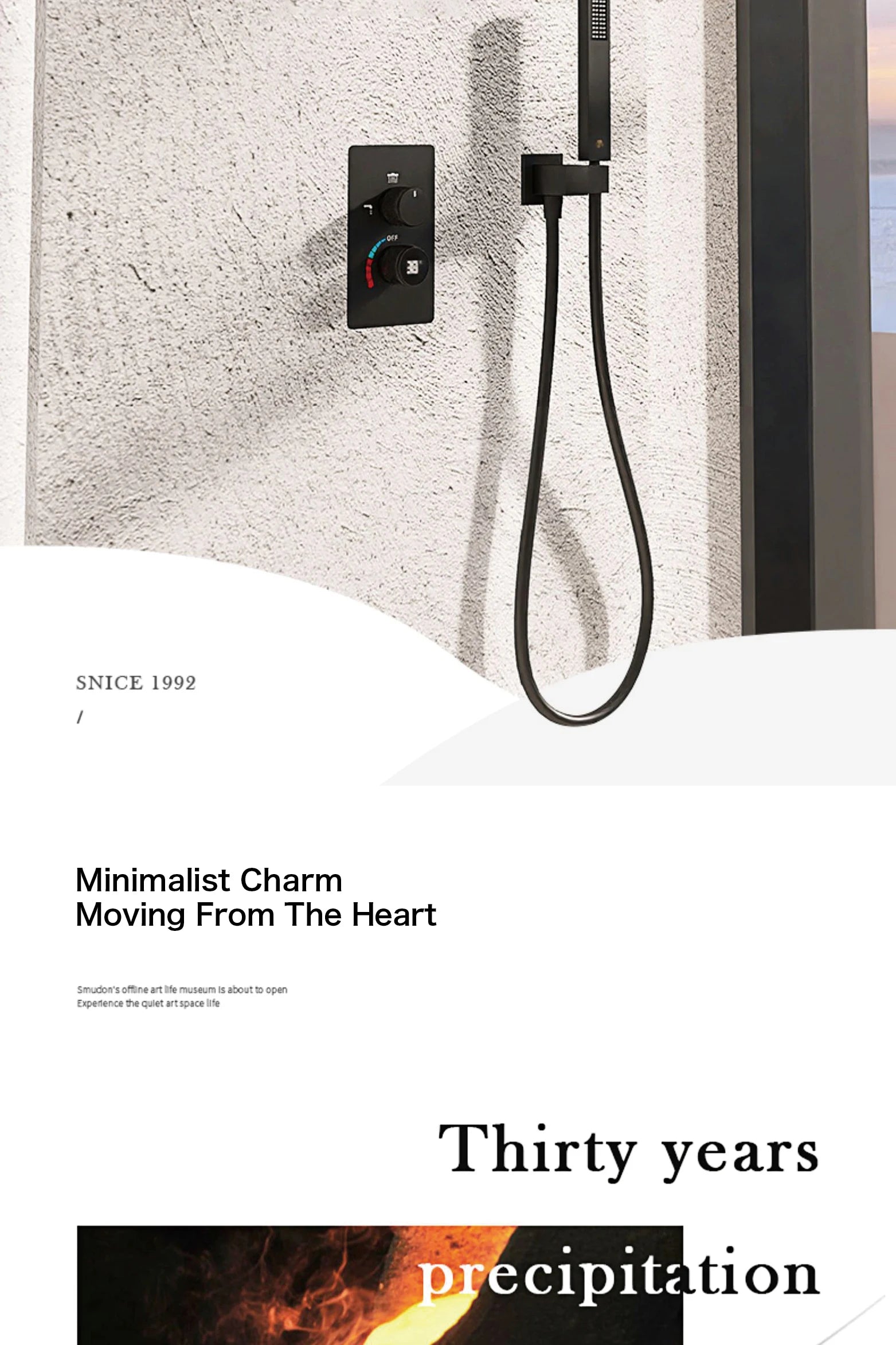 Luxury black shower system with wall mounted design LED digital display for dual control of hot & cold Simple bathroom Tap
