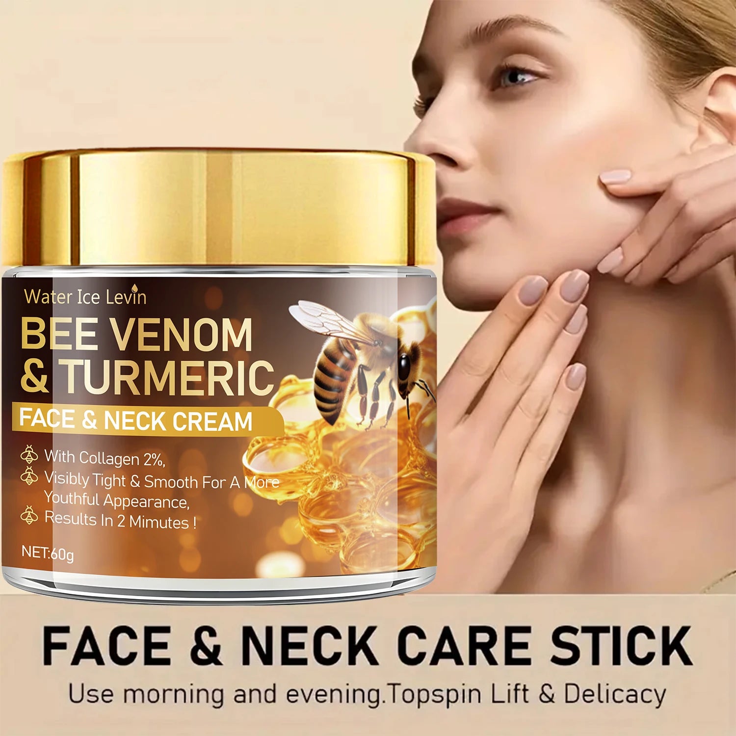 Bee Venom Instant Facial Lifting Cream Firms and Lifts Loose Skin, Smoothes Skin | Alcohol-Free, Containing Hyaluronic Acid, Suitable for All Skin Types