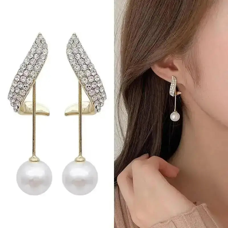 925 Silver Needle Korean Fashion Pearl Tassel Earrings For Women Jewelry 2025 Trending New Luxury Women&