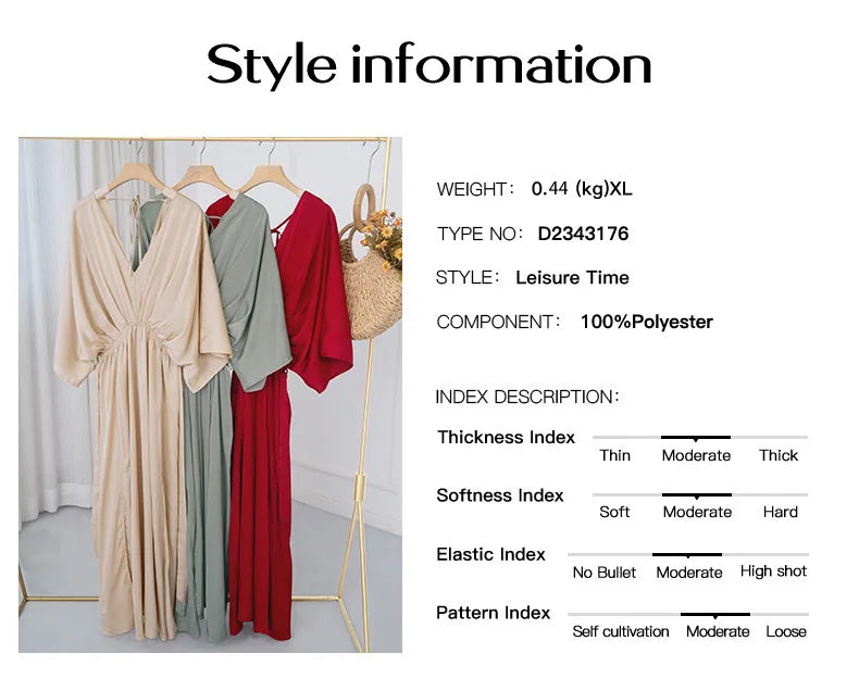 2025 Dress Women Female Clothing Fashion Elegant Evening Party Dresses High Waist V-Neck Loose Dresses