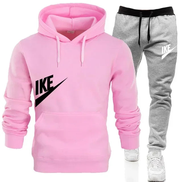 New hooded sports hoodie + 2 sets of sweatpants, fashion printed autumn and winter men&