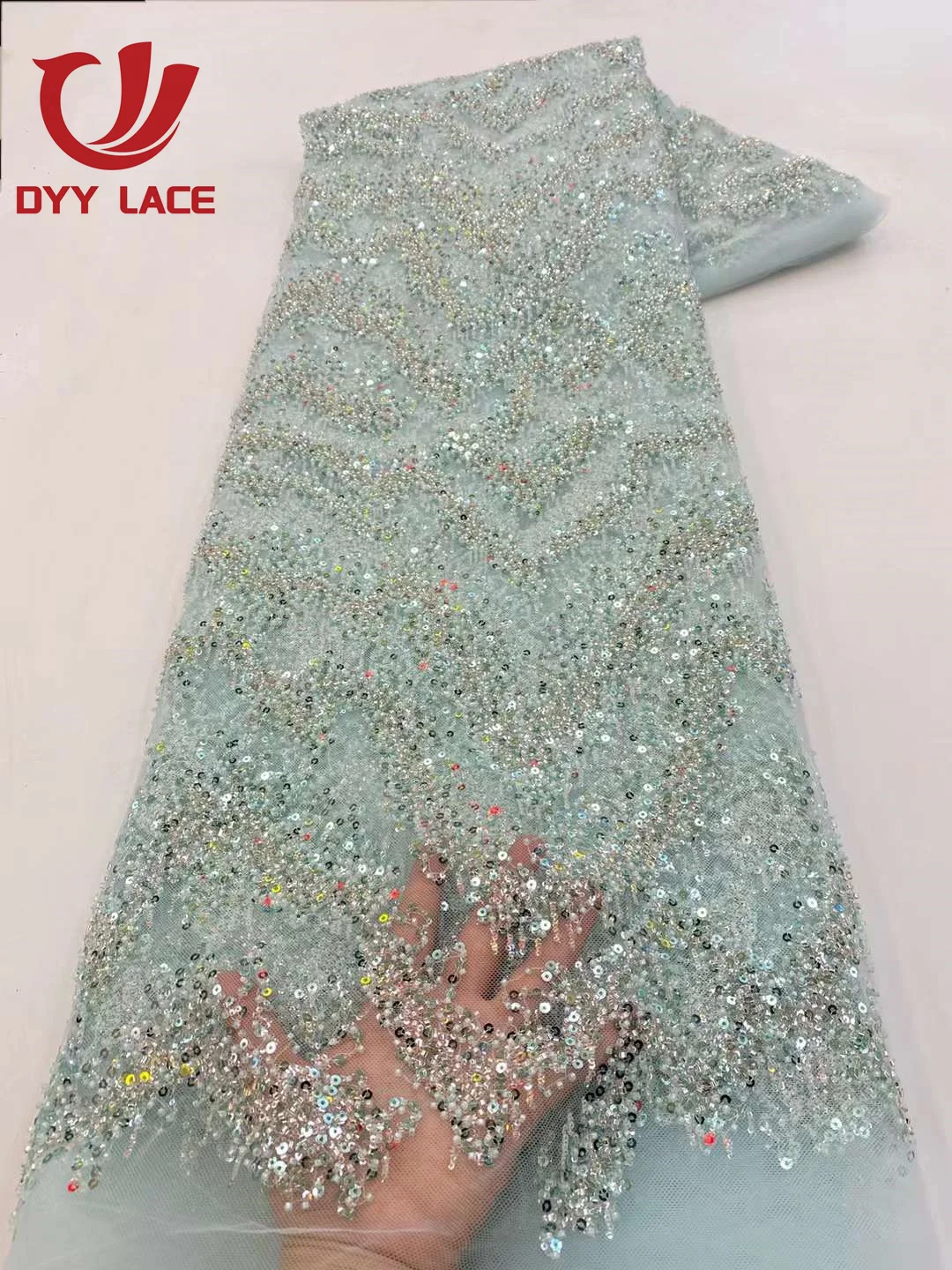 High-Quality 2023 African Lace Fabric with Sequins for Bridal and Events - 5 Yar