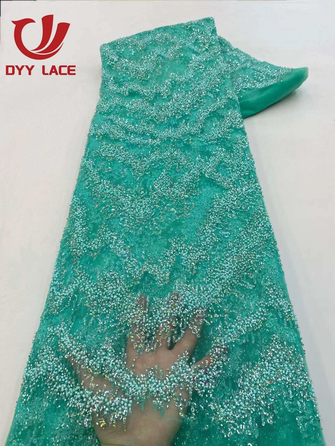 High-Quality 2023 African Lace Fabric with Sequins for Bridal and Events - 5 Yar