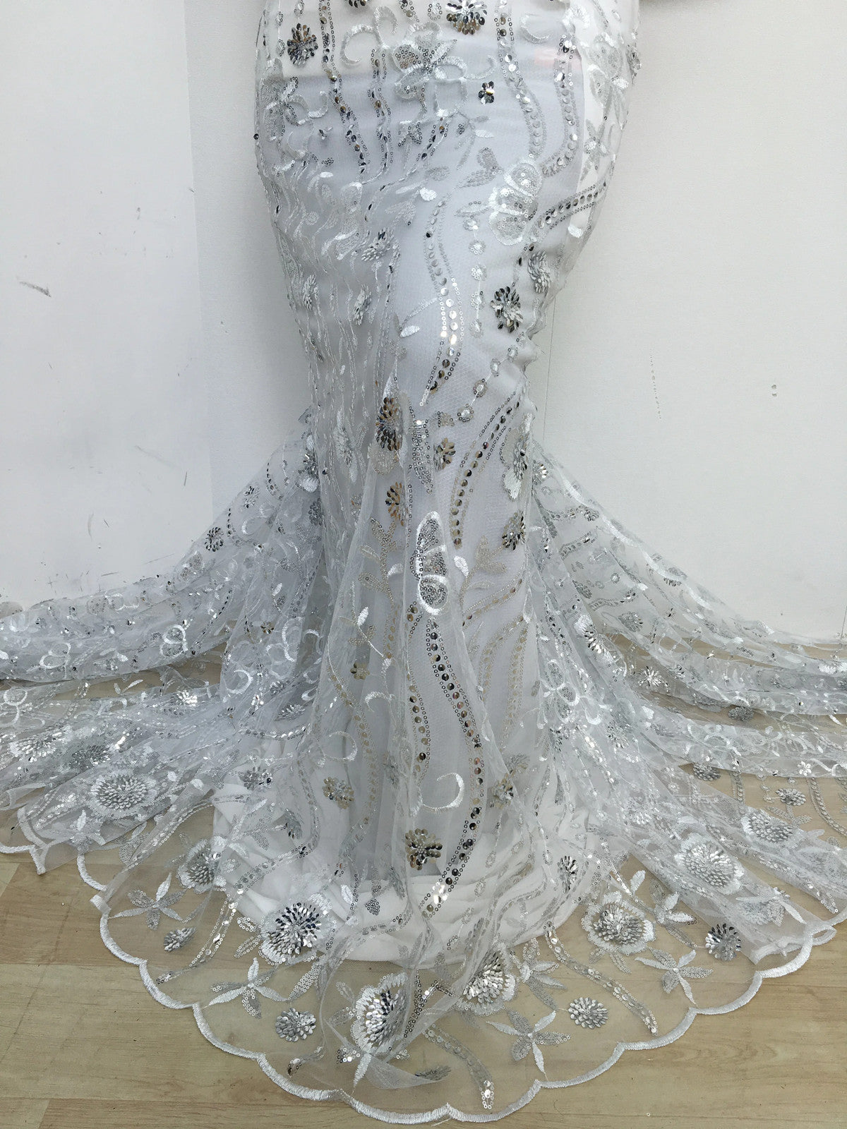 2025 African Sequins Mesh Lace Fabric High Quality Embroidered French Tulle Lace
