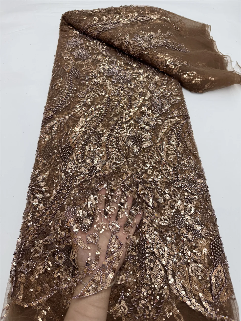 Premium African Beaded French Lace Fabric for Wedding Dresses 2025