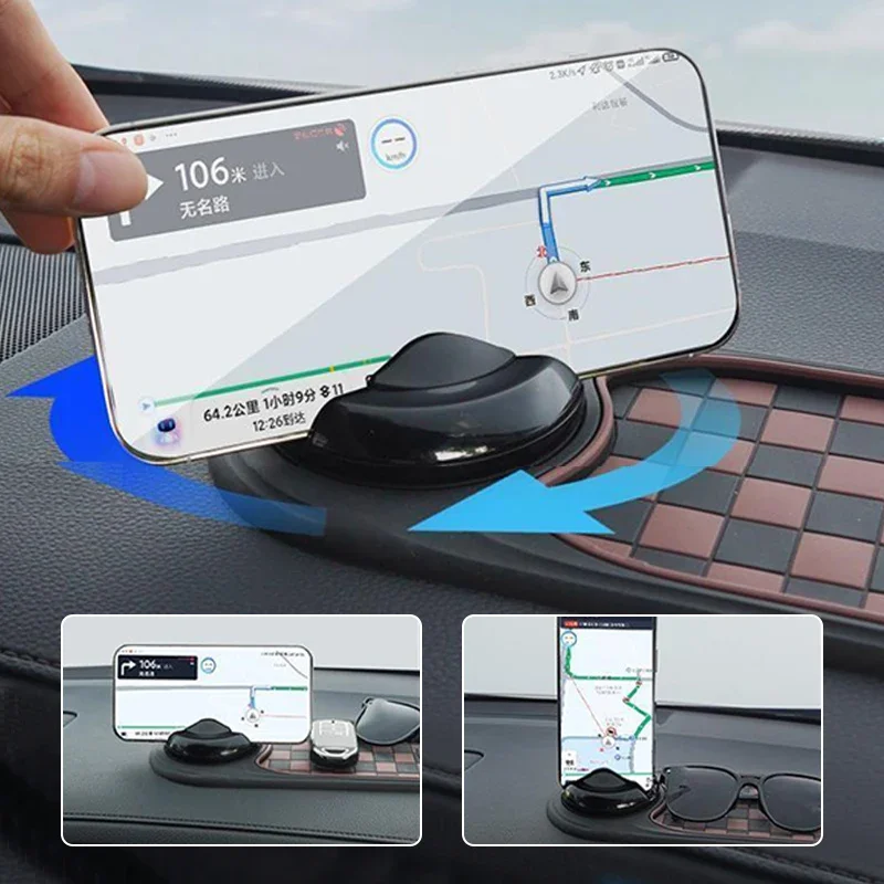 2-in-1 Anti-Slip Dashboard Mat with 360° Phone Holder for Cars