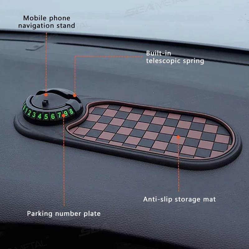 2-in-1 Anti-Slip Dashboard Mat with 360° Phone Holder for Cars