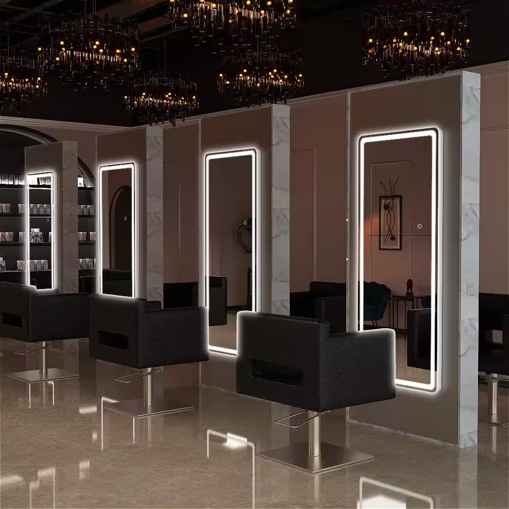 16 In. W X 44 In. H Rectangle Frame LED Full Body Wall Mounted White Mirror