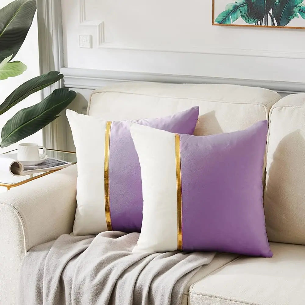 2 Packs Decorative Throw Pillow Covers 18X18 Inch for Living Room Couch Bed, Pur