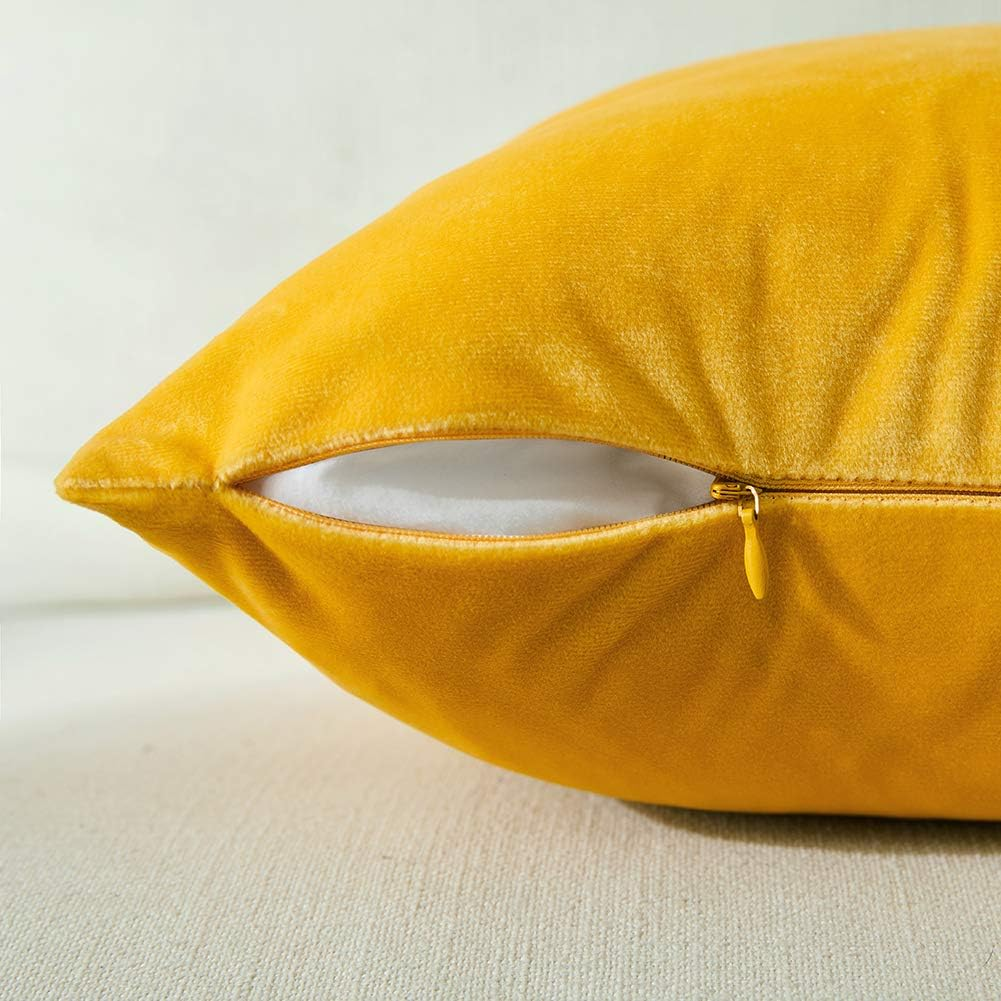 2 Packs Yellow Decorative Throw Pillow Covers 18X18 Inch for Living Room Couch B