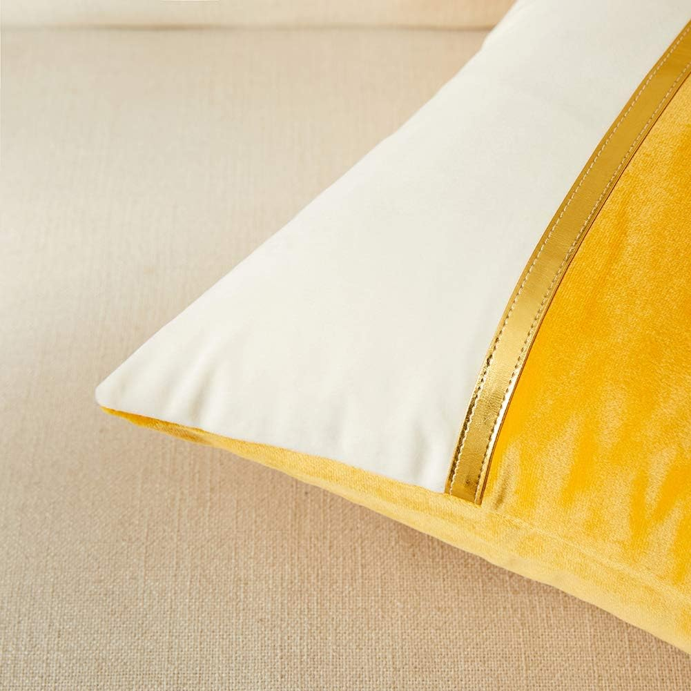 2 Packs Yellow Decorative Throw Pillow Covers 18X18 Inch for Living Room Couch B