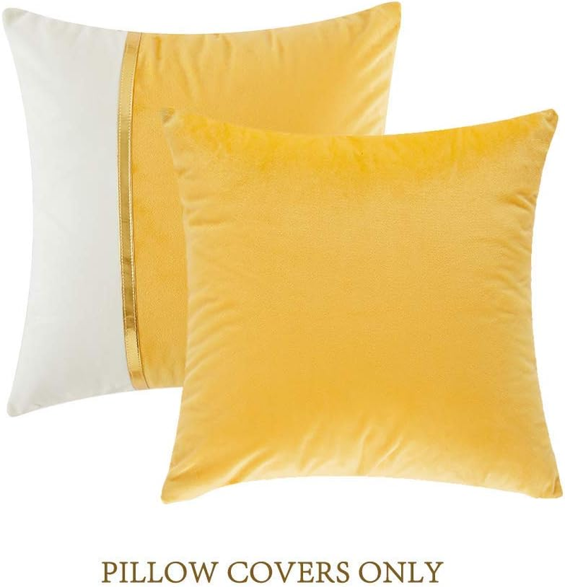 2 Packs Yellow Decorative Throw Pillow Covers 18X18 Inch for Living Room Couch B