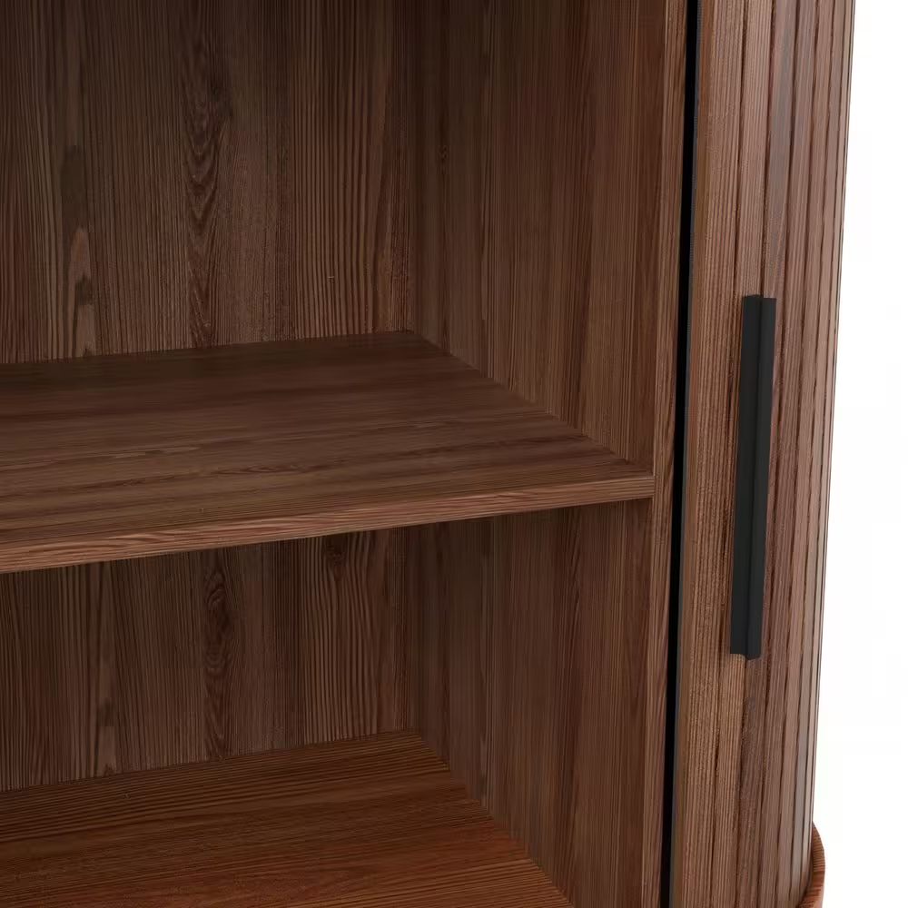 31.5 In. W Accent Storage Cabinet with Sliding Tambour Door and Curved Side Cabi