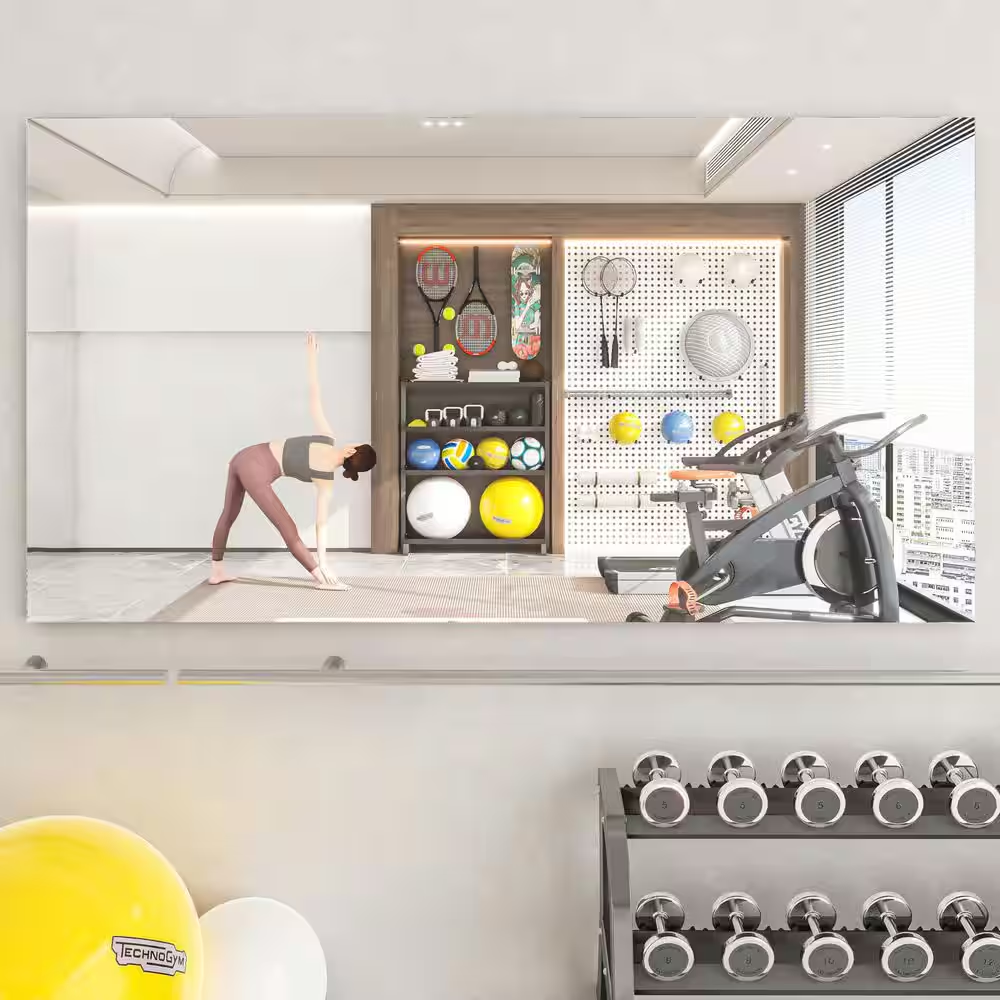 36 In. W X 72 In. H 1-Pieces Frameless Mirrors for Wall Large Gym Mirror Yoga Mi