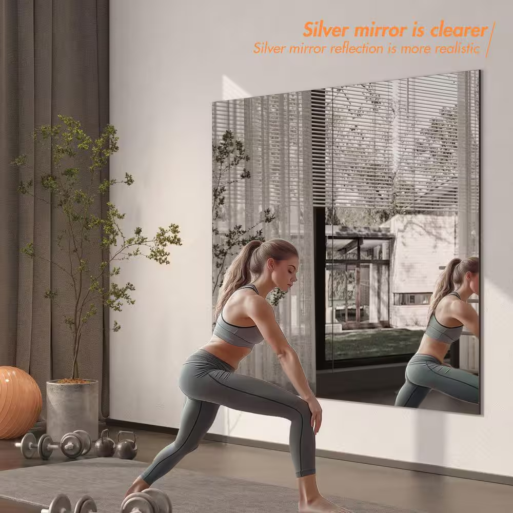 36 In. W X 72 In. H 1-Pieces Frameless Mirrors for Wall Large Gym Mirror Yoga Mi