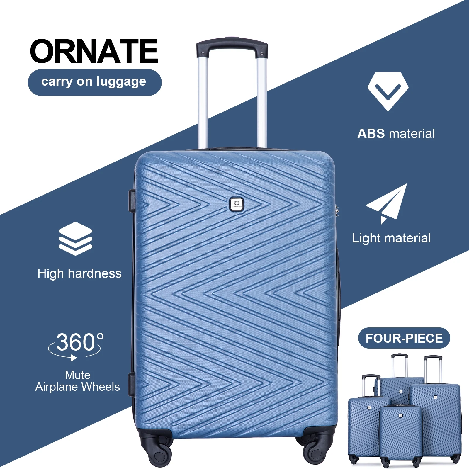 4 Piece Hardshell Luggage Set Hardside Lightweight Suitcase with TSA Lock Spinne