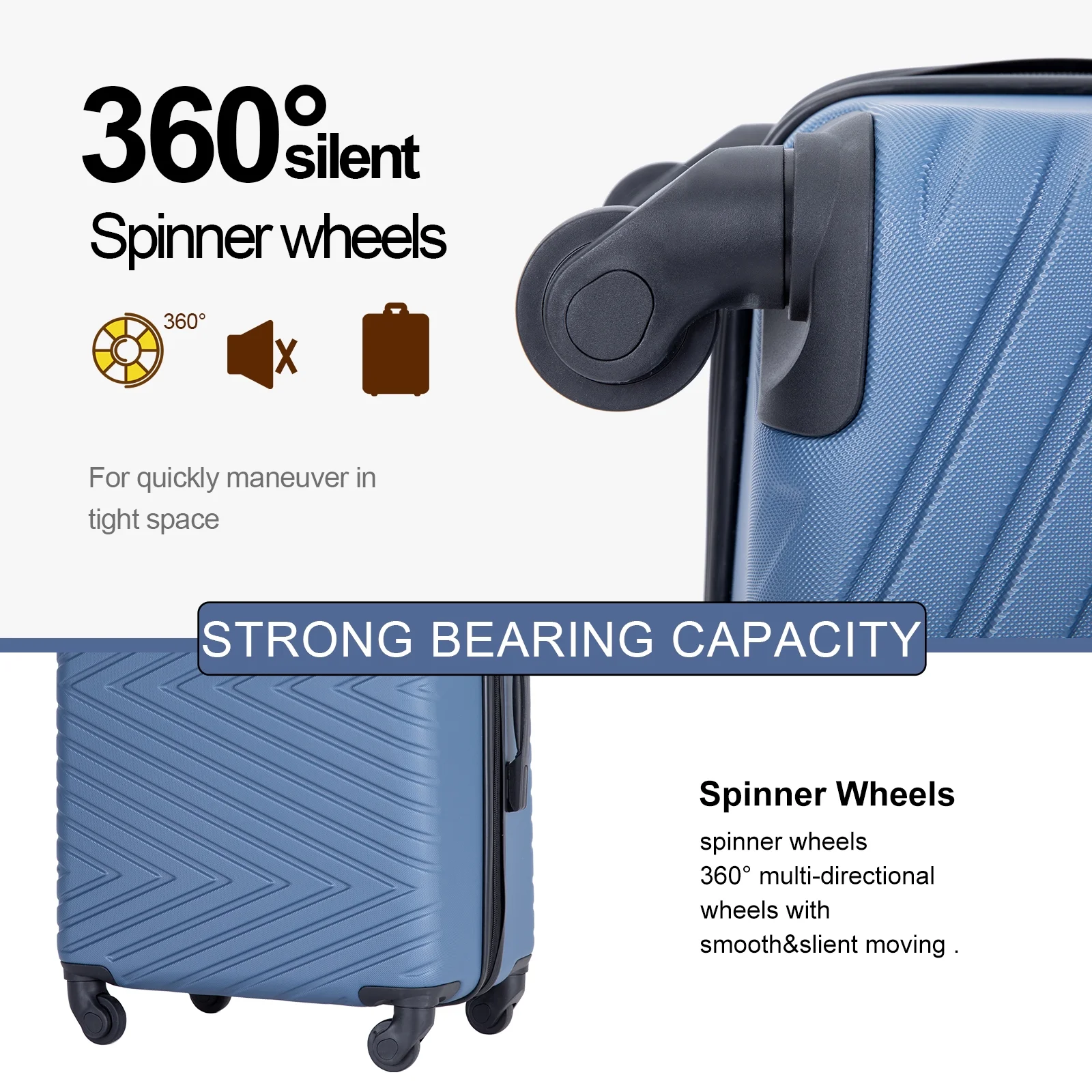 4 Piece Hardshell Luggage Set Hardside Lightweight Suitcase with TSA Lock Spinne