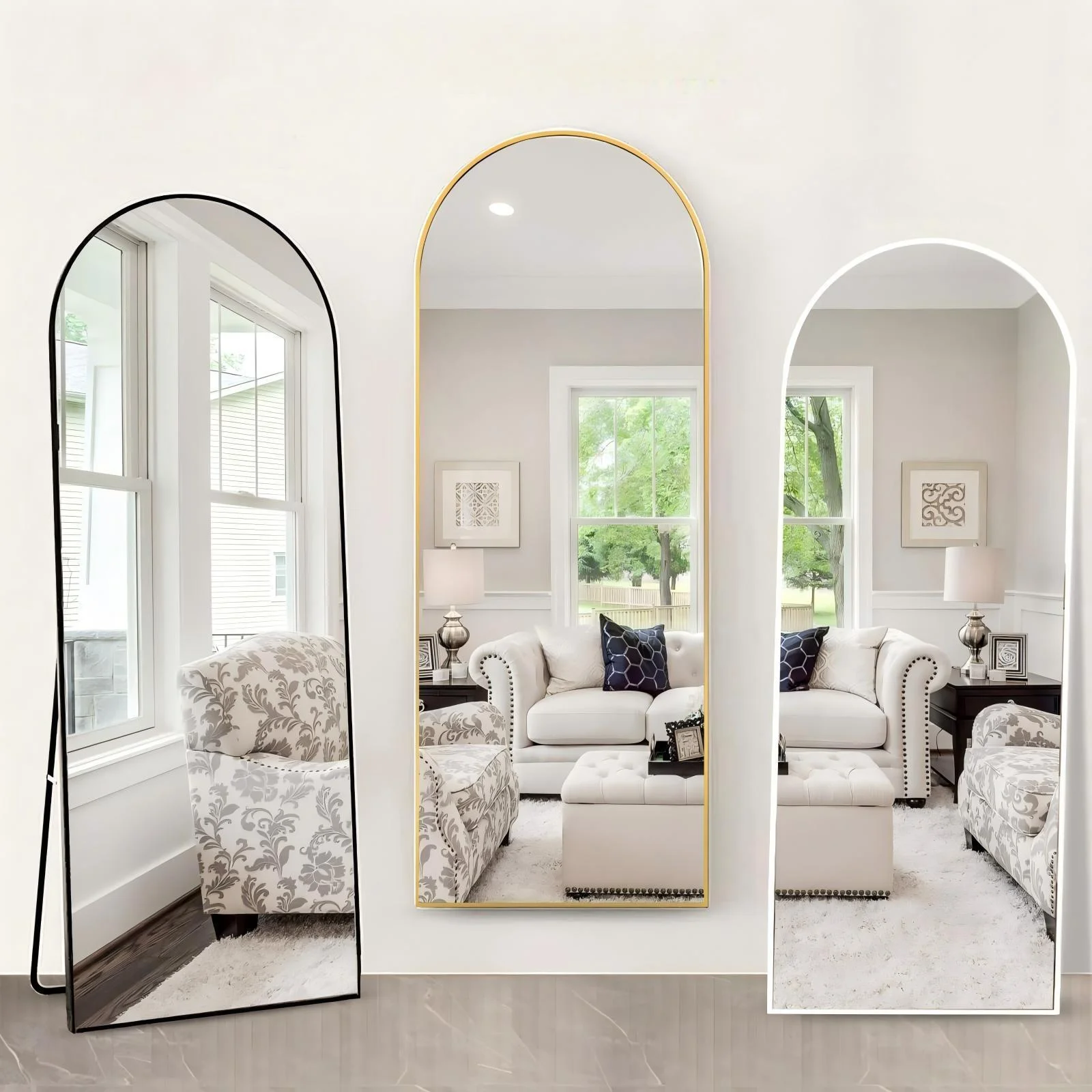 64"X 21" Full Length Mirror Arched Standing Floor Mirror Full Body Mirror, Gold