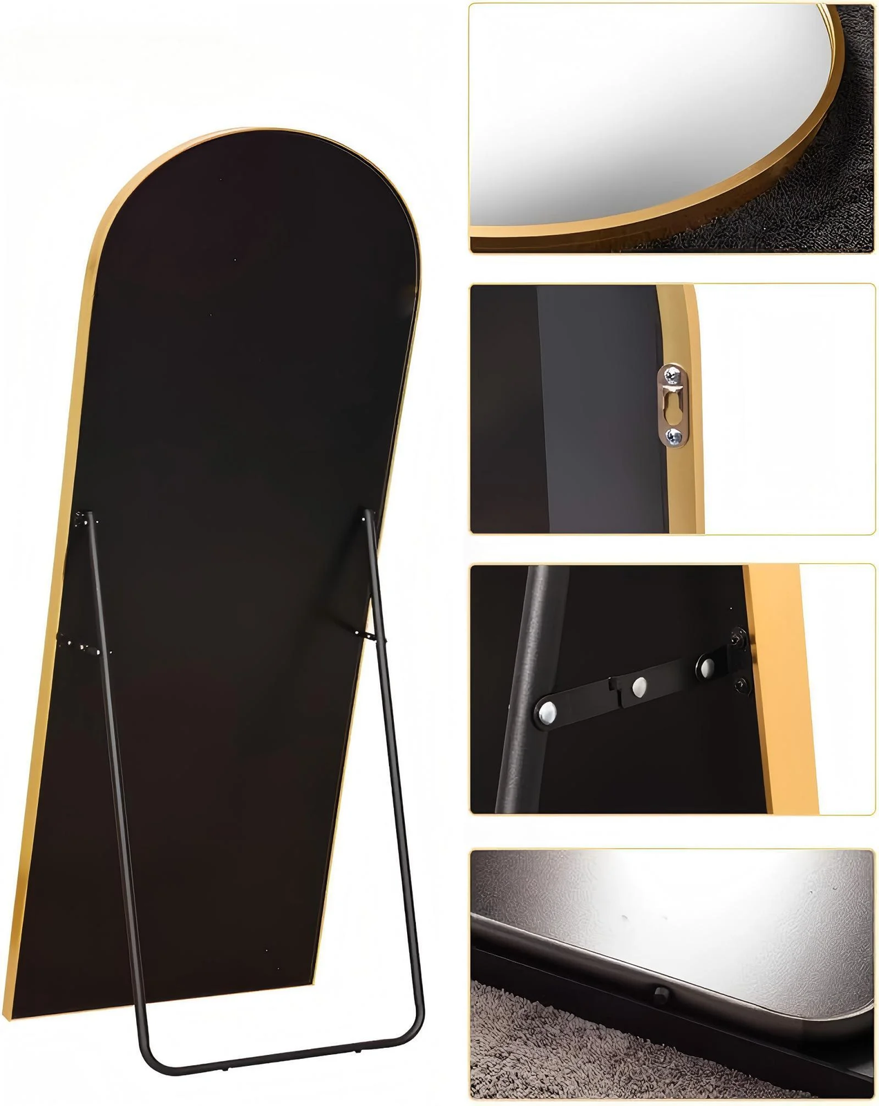 64"X 21" Full Length Mirror Arched Standing Floor Mirror Full Body Mirror, Gold