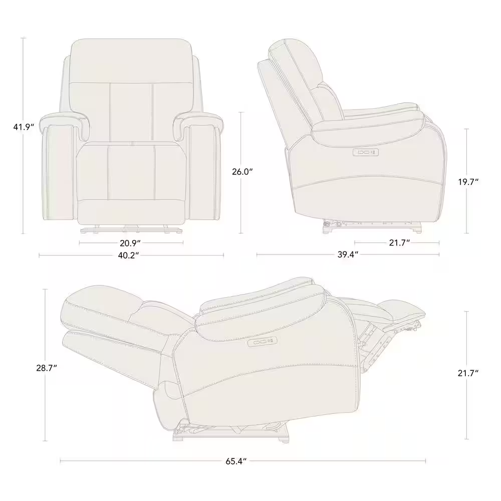 Alaric Brown Genuine Leather Zero Gravity Power Recliner with Metal Frame, Adjus