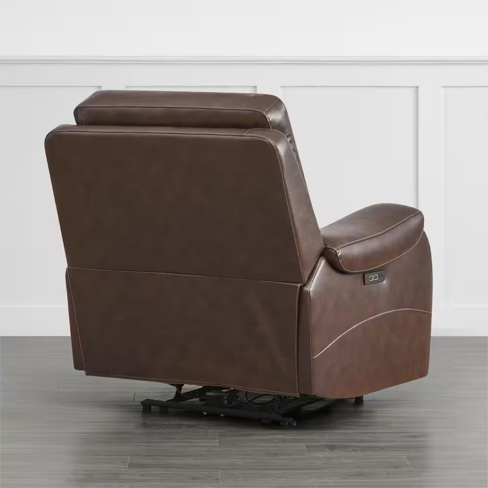 Alaric Brown Genuine Leather Zero Gravity Power Recliner with Metal Frame, Adjus